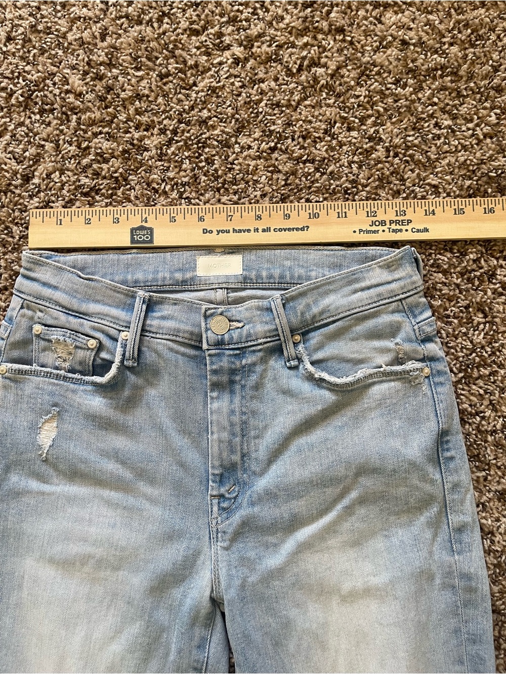 MOTHER The Weekender Fray Action Shot Jeans Women's 27 Light Wash Distressed USA - Picture 5 of 16